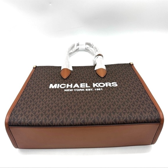 Michael Kors Medium Mirella Tote Bag Brown/Gold - Picture 10 of 11
